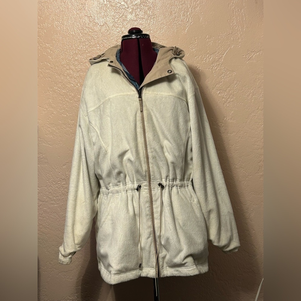 St. John's Bay Beige Reversible Jacket with Hood. Size 3X - Picture 6 of 11